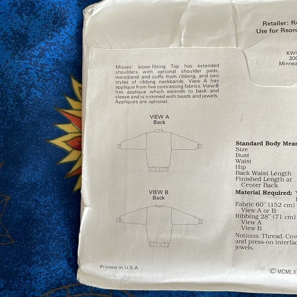 Vintage 1987 Kwik Sew pattern - Picture 5 of 7